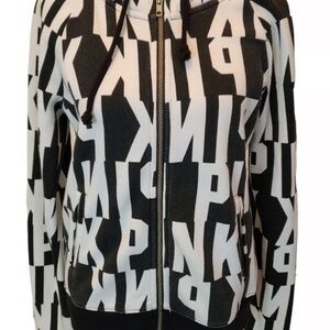 PINK Victoria's Secret Black and White Monogram Hoodie
